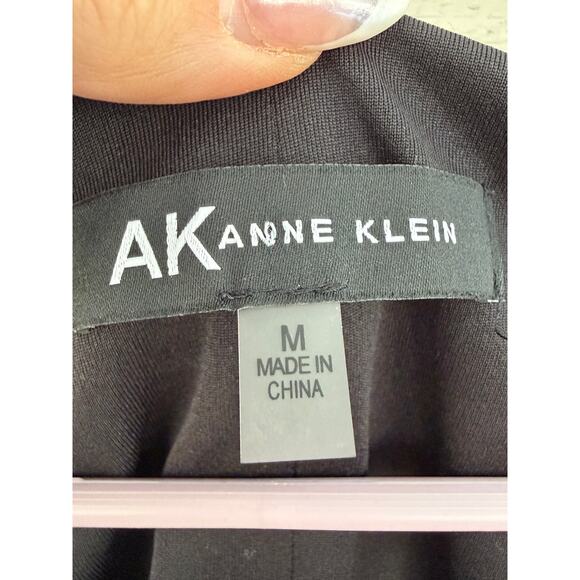 Anne Klein Black Floral Midi Dress Size M Bell Sleeve Statement Print - Picture 4 of 6